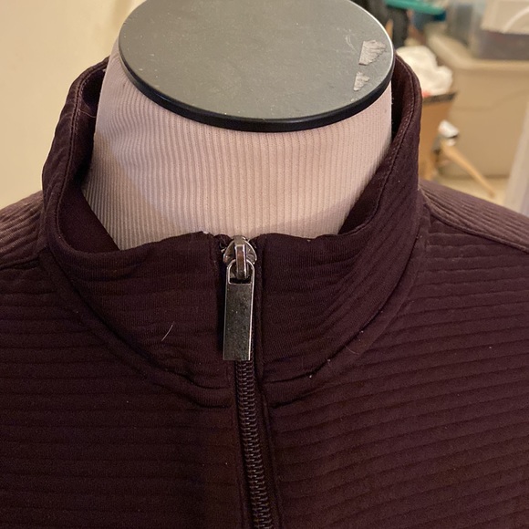 🌸AXIST mauve Ribbed Half Zip Pullover Knit Sweater lined long sleeves L - Picture 2 of 9